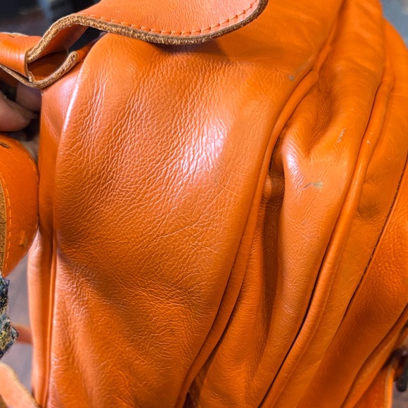 Men's Orange Leather Backpack - Sleek Everyday Carry - Picture 10 of 14